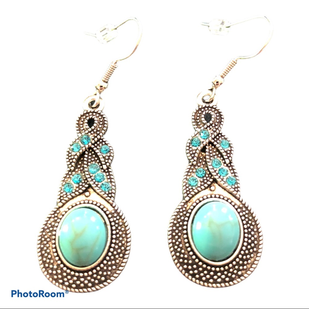 New! Boho Desert Revival Twisted Antiqued Silver Tone‎ Earrings